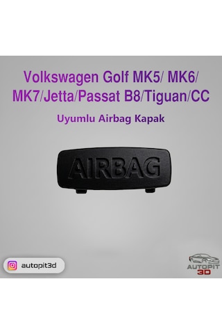Volkswagen Golf Mk5/ Mk6/mk7/jetta/passat B8/tiguan/cc Uyumlu Airbag Kapak Siyah