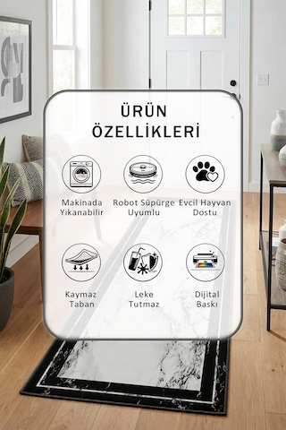 Efekt Y Yıkanabilir Yolluk Açık Gri