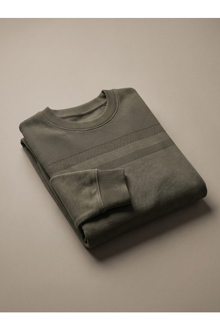 Maccali Erkek Haki Büyük Beden Pamuklu Kışlık Desenli Sweatshirt