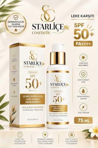 Starliçe Leke Karşıtı Nemlendirici ve Koruyucu Güneş Kremi SPF50+ 75 ML