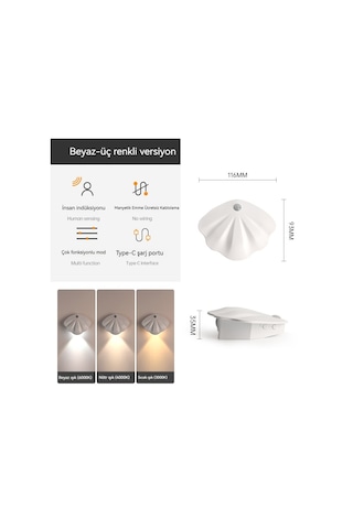 Aurora Manyetik Emişkablolamasız İçmekan Duvar Lambasıkapılambasi Beyaz