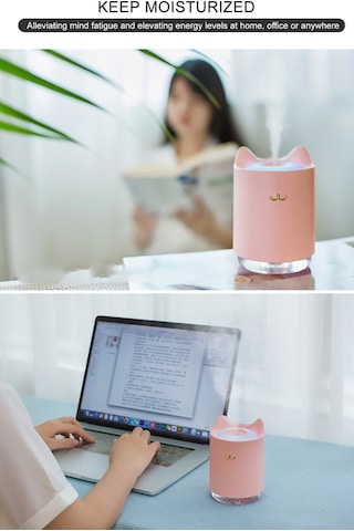 Geeroyoo 320ml Usb Mini Nemlendirici, 2 Modlu Buhar, Renkli Işık, Otomatik Kapanma, Pembe W-001 - Ofis & Ev İçin
