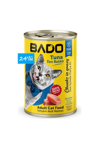 Bado Yetişkin Yaş Kedi Maması Ton Balıklı 400gr 24'lü