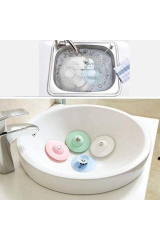 Lunaev Silikon Malzeme Banyo Mutfak Gider Evye Lavabo İçine Çöp Tıpası Kaydırmaz Süzgeç Çeşitleri Mo Açık Camgöbeği