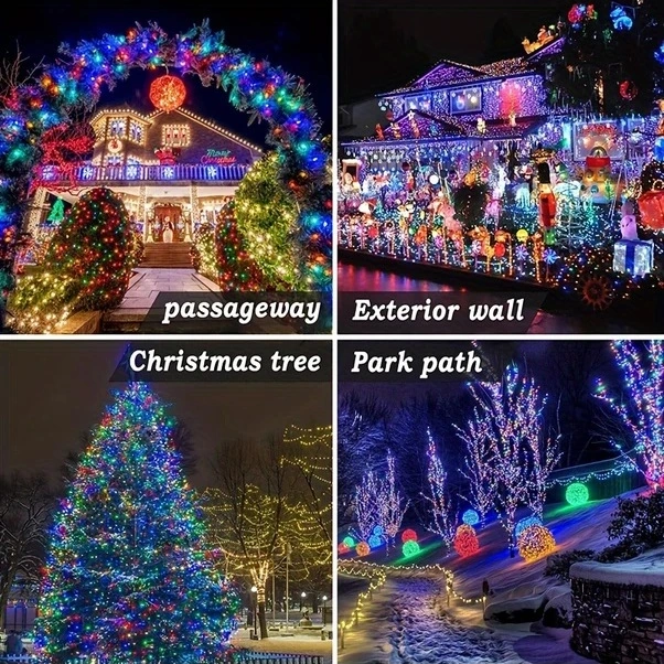 Trendooze Işıltılı Irılucn Solar Led Aydınlatma 300 Işık 8 Mod Bahçe Ağaç Noel Parti