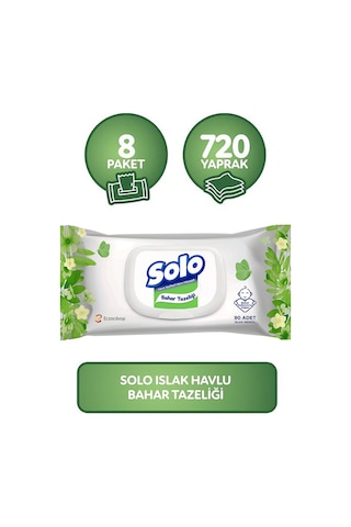 Solo Islak Havlu Kapaklı 8 x 90 Adet 720 Yaprak