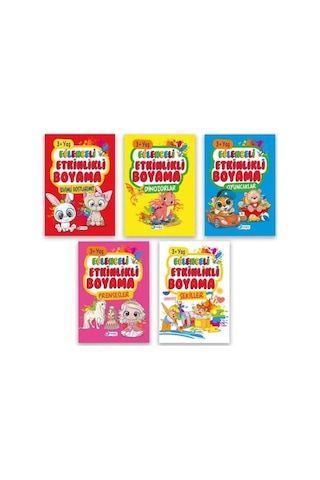 3+ Yaş Eğitici Etkinlikli Kolay Boyama Seti - 5 Kitap Takım- Harika Çocuk