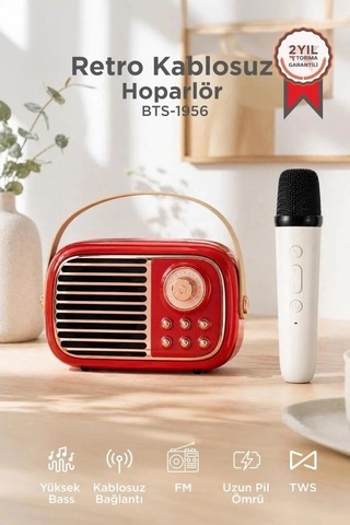 Premium Torima Bluetooth Hoparlör Nostaljik Radyo Bts-1956 Ses Ev