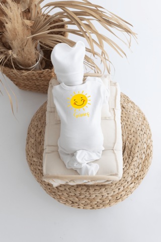 Bebewini Pamuk Baskılı 11'li İsimli Hastane Çıkışı M13 Ekru