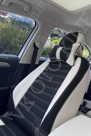 Vk Auto Volkswagen Passat B8 Araca Özel Koltuk Kılıf Siyah-beyaz