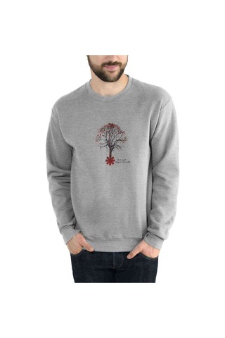 Red Hot Chili Peppers Baskılı Gri Erkek Örme Sweatshirt