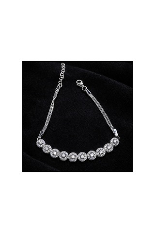 925 Ayar Gümüş Halo Baget Zirkon Taşlı Kadın Bileklik 19.5 Cm Gümüş - 865398655 Gümüş