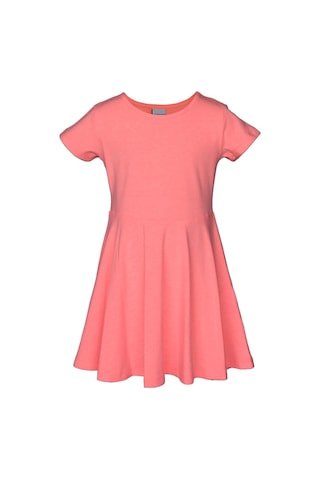 Lovetti Fosfor Turuncu Kız Çocuk Düz Basic Kısa Kol Elbise 9560M027 Turuncu