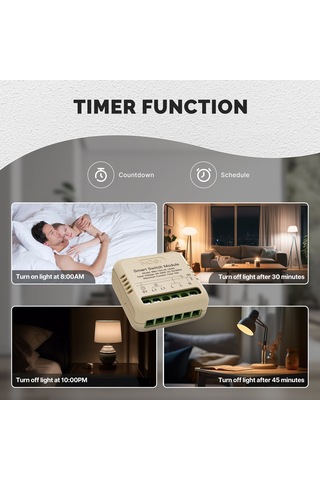 Teltree Tayu Wifi Akıllı Anahtar Modülü Tek Yönlü 16a Metreli - Alexa/google Uyumlu, Zamanlayıcı Ve Uzak Kumanda İle Ev Otomasyonu