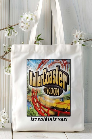 Art Hediye Roller Coaster Oyun Baskılı Bez Çanta Omuz Çantası Kişiye Özel Model 5 Çok Renkli