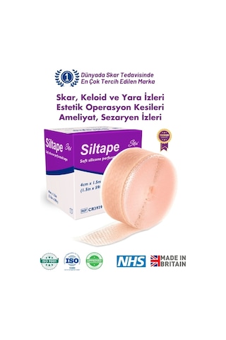 Advancis Medical UK Siltape Soft Silikon Yara İzi Dikiş İzi Sezaryen Yanık Estetik Bant 4 CM x 1500 CM