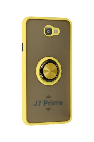Newface - 336 - Samsung Galaxy Uyumlu J7 Prime Kılıf Montreal Yüzüklü Silikon Kapak - Csmo-tex - - Sarı