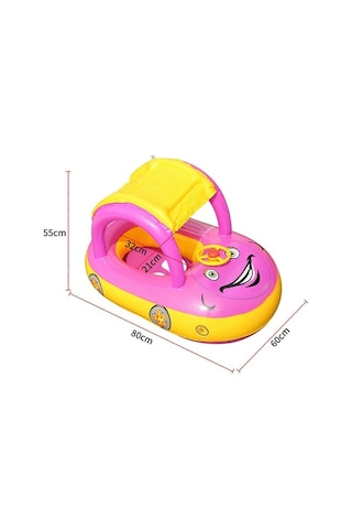 Bloomnest Şişme Bebek Yüzme Havuzu Şamandırası, Gölgelikli Güvenli Taşınabilir Güneş Korumalı, Erkek Kız Kapalı Açık Havuz İçin Yürümeye Başlayan Çocuk Yüzme Halkaları Mavi Mavi