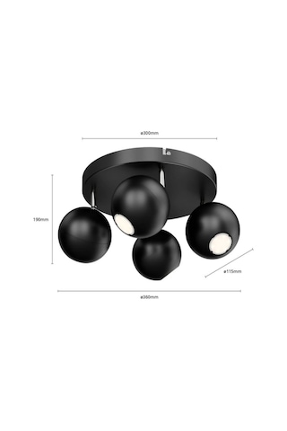 Mylights Spor Led Avize Hareketli Başlık Panasonıc Gün Işığı Ampullü Siyah