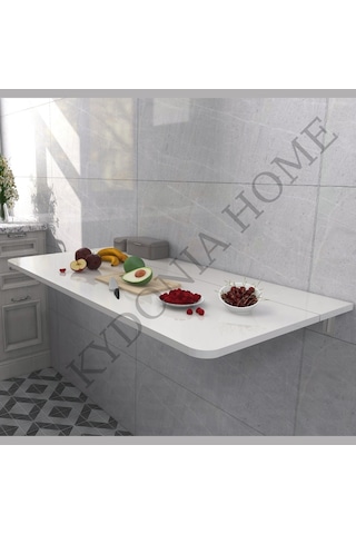 Kydoniahome Duvara Monte Katlanır Masa Sabit Raflı Mat Beyaz