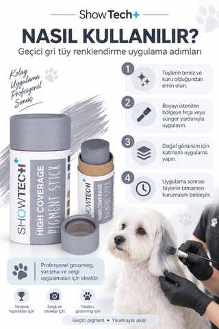 Showtech Colour-ıt El Yapımı Pigment Toz Geçici Köpek Tüy Boyası Gri