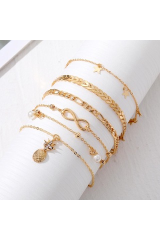 Ananas Deluxe İnci Bilezik Moda Yıldız Kolye Çok Yönlü Süsler Zarif Charm Mizaç Plaj Bohem Kadın Ayak Zinciri Çok Renkli