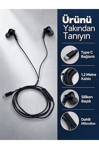 Type C Kablolu Kulak İçi Kulaklık Mikrofonlu Ve Kumandalı Diğer