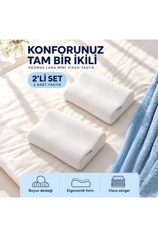 2'li Boyun Destekli Visco Ortopedik Yastık - Kozmos Serisi Beyaz