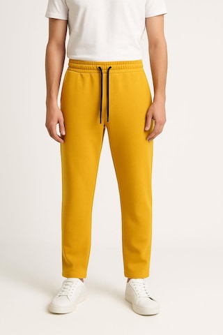 Erkek Düz Paça 3 İplik Şardonlu Rahat Kesim Premium Kumaş Eşofman Altı Sarı