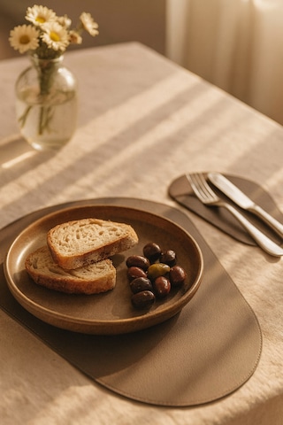 Deri Amerikan Servis Ve Supla Takımı Kahverengi 12 Parça 37 X 44 Cm Kahverengi