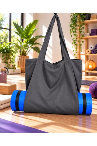 Mat Taşıma Çantası Yoga Fitness Silindir Antrenman Çantası - Çantalı Fermuarlı Mat Taşıma Çantası Antrasit