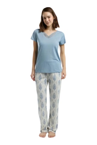 Arnetta Kadın Mavi Kısa Kollu Pijama Takımı 3200 Çok Renkli