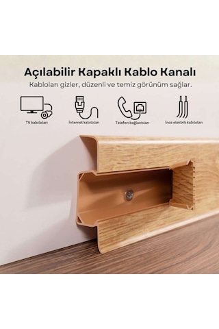 Esquero Kablo Kanallı PVC Süpürgelik 250 cm, Açılabilir Kapaklı, Kırmızı Meşe, ESQ608