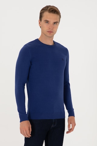 U.S. Polo Assn.  Erkek Slim Fit Bisiklet Yaka İndigo Basic Kazak 50313713-VR028