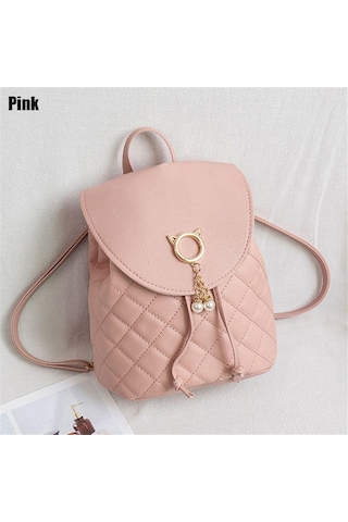 Kadın Küçük Mini Çocuk Pu Deri Bağcıklı Öğrenci Kitap Çantaları Sırt Çantası White Beyaz