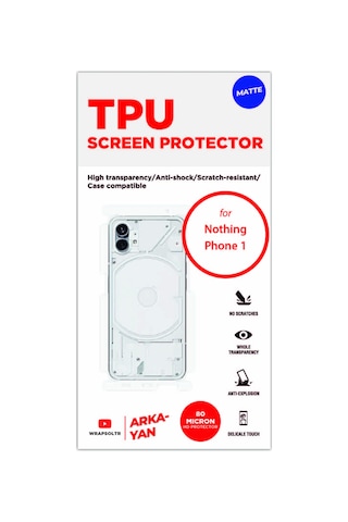 Nothing Phone 1 Mat Arka Ve Yan Kaplama Koruyucu Hd Film