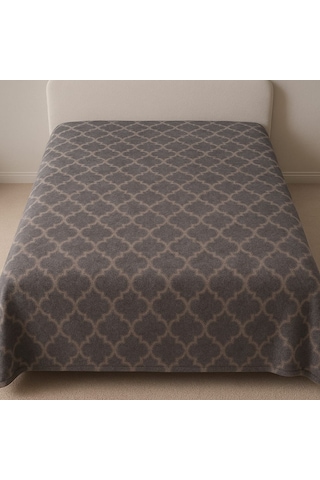 %90 Saf Yün Battaniye Tek Kişilik -doğal Saf Yün - Doğal Desenli Yün Battaniye - Wool Kahverengi - Krem