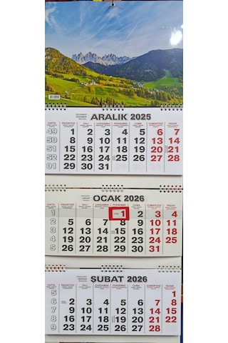 2026 Gemici Takvimi - Gemici Takvimi - Üç Ayı Gösteren Takvim