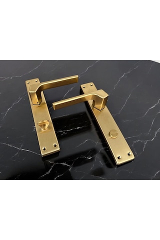 Zey Mat Altın Aynalı Wc Banyo Kapı Kolu İçeriden Sağ Basar 1 Takım