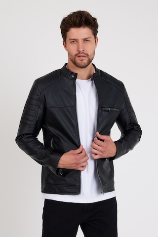 Mero Life Dar Kesim Erkek Deri Ceket Mont - Siyah