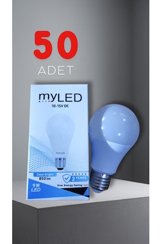 Myled 12v 9w E27 Beyaz Led Ampul 50 Adet