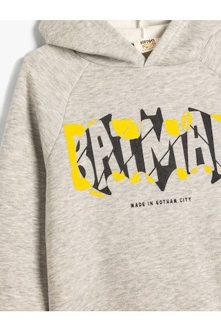 Koton Batman Kapşonlu Sweatshirt Lisanslı Uzun Kollu Şardonlu Gri 5wkb10230tk Gri