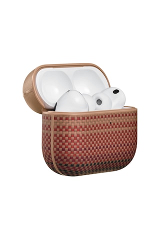 Apple Uyumlu AirPods Pro 3 Kılıf Aramid Fiber Pitaka Tactile Woven Sunset-moonrise Serisi Kapak Kahverengi Kahverengi