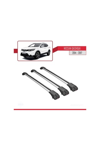 Nissan Qashqai 2014-2017 Arası İle Uyumlu Ace-1 Ara Atkı Tavan Barı Gri 3 Adet Bar