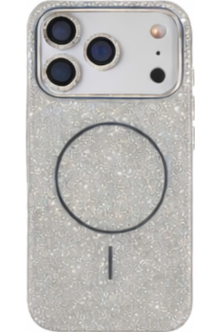Apple Uyumlu iPhone 17 Magsafe Lens Koruma Camı li Simli Kutup Silikon Kılıf Beyaz