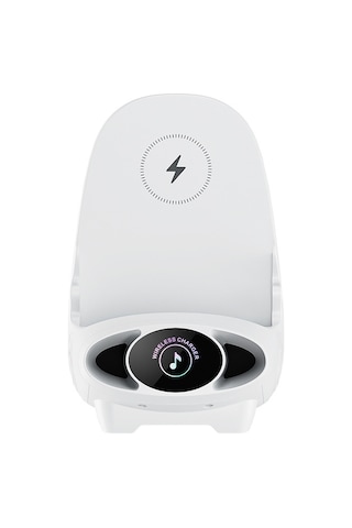Jeemson Beyaz Abs 15w Hızlı Kablosuz Şarj Aleti, Telefon Stantlı Masaüstü Şarj İstasyonu 94 136 95mm