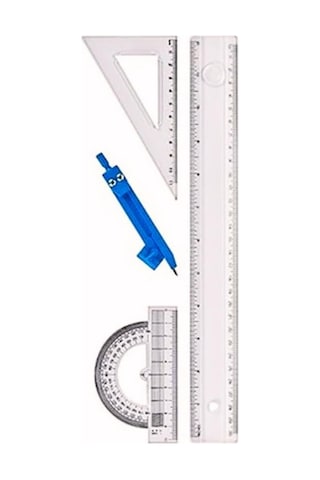 Jouis Cetvel Seti Çizim Takımı 30 Cm Cetvel Pergel Gönye İletki Şeffaf Çizim Takımı Pergelli Çizim Seti 4 Par