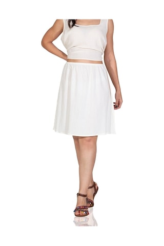 Jüpon Astarı Diz Boyu Şile Bezi Mini Pamuk Kısa Etek Kadın Jipon Krem Krm