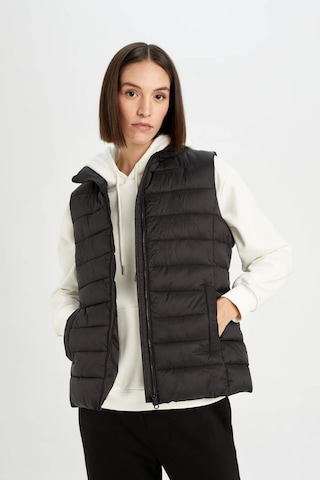 DeFacto Su İtici Dik Yaka Kapitoneli Fermuarlı Cepli Mevsimlik Şişme Yelek A0975AX25SPBK27 Siyah