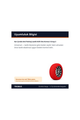 Trobus Kar Çorabı Anti Patinaj Lastik Kılıfı Oto Kırmızı S Grup 2